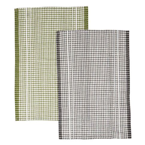 Living & Co Tea Towel Set Dobby Mixed 8 Pack Multi-Coloured