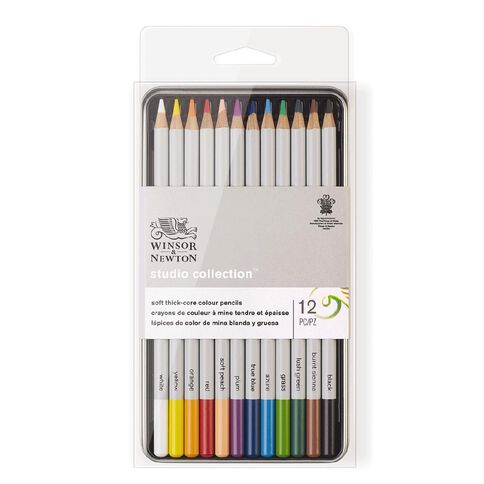 Winsor & Newton Studio Coloured Pencils in Tin 12 Pack