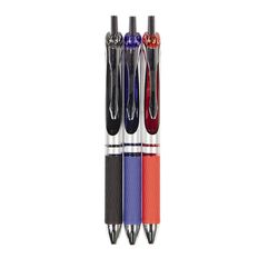 WS Retractable Gel Pen Metal Barrel Assorted 3 Pack