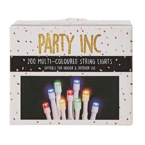 Party Inc Plug In String Lights White Wire 200 LED Multi-Coloured