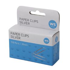 WS Paperclips 28mm 100 Pack Silver
