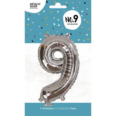 Foil Balloon #9 Silver 35cm