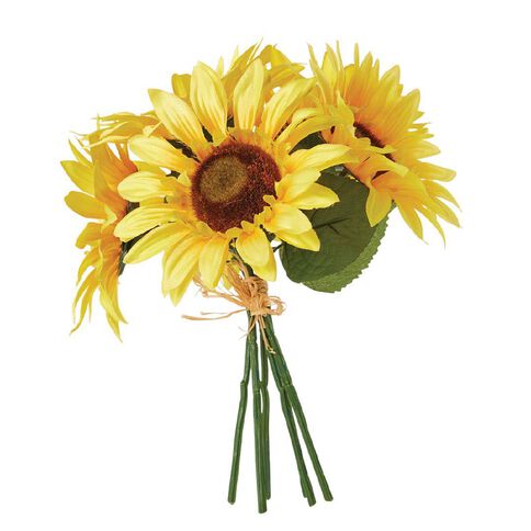 Living & Co Artificial Sunflower Bunch Yellow Mid 32cm