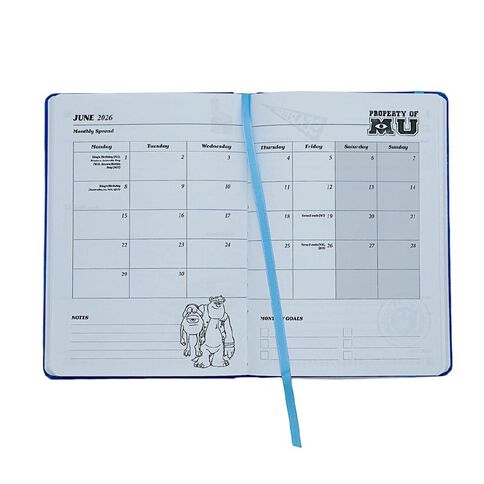 Disney Monsters University 2026 Day To Page Diary Blue Dark A5
