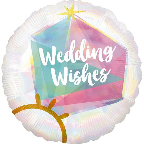 Anagram Iridescent Holographic Wedding Ring Foil Balloon Standard 17in