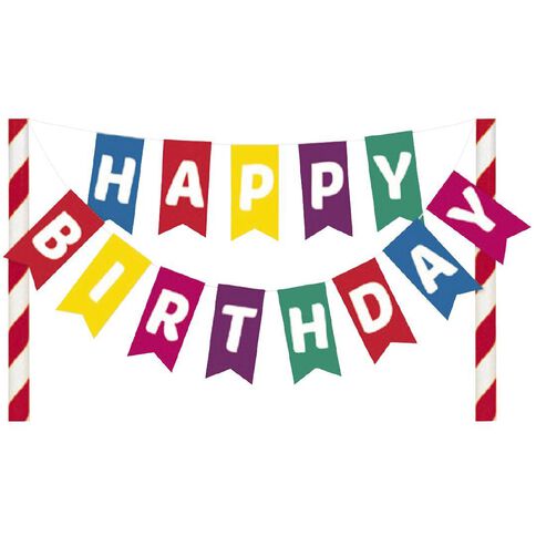Artwrap Happy Birthday Bunting Cake Topper Multi-Coloured