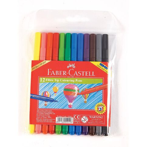 Faber-Castell Fibre Tip Colouring Pens 12 Pack Multi-Coloured 12 Pack
