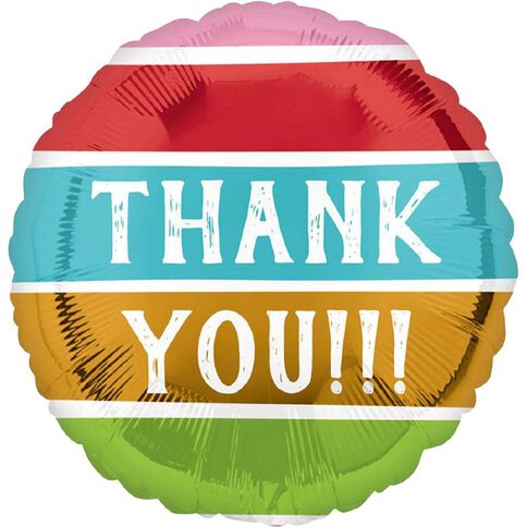 Anagram Thank You Striped Colours Foil Balloon Standard 17in