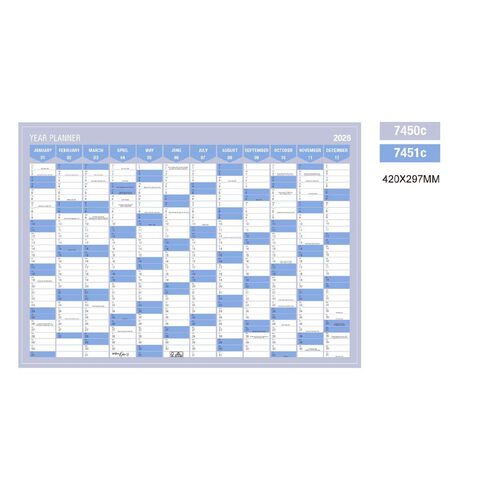 WS 2026 Wall Planner 420x297mm Blue