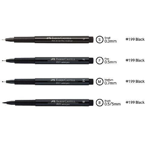 Faber-Castell Pitt Artist Pens Thin Black 4 Pack