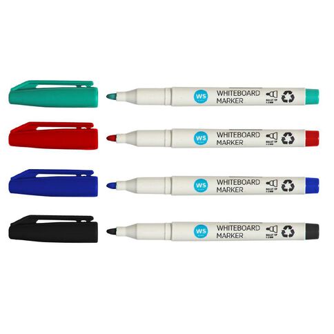 WS Whiteboard Marker Fine Assorted 4 Pack
