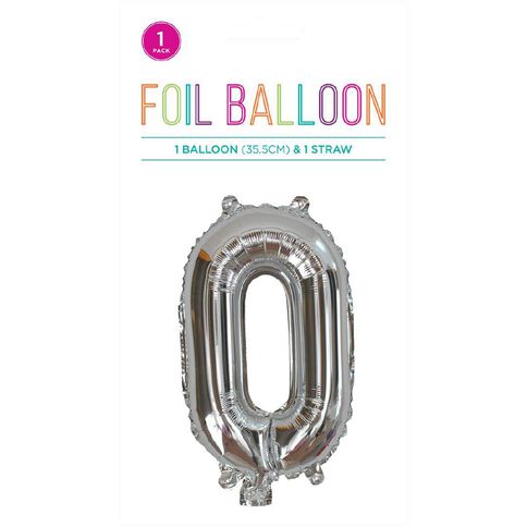 Hoorah Foil Balloon #0 Silver 35cm