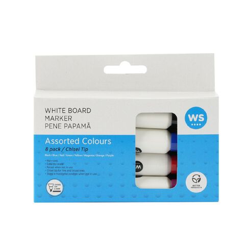 WS Whiteboard Marker Vivid Chisel 8 Pack