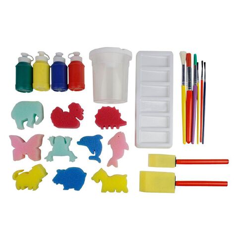 Kookie Painting Set Wooden Brush Handles In Carry Tub Teal Teal