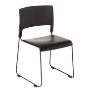 Slim Stacker Chair with Vinyl Seat Upholstery Black