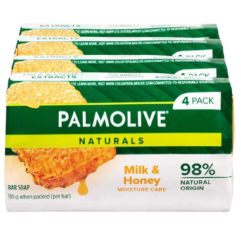 Palmolive Naturals Milk & Honey Replenishing Bar Soap 90gm 4 Pack