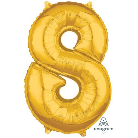 Amscan Mid-Size Shape Gold Numeral 8
