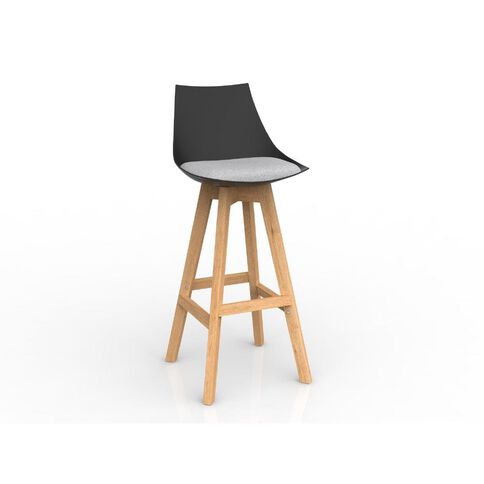 Luna Black Ash Oak Base Barstool Grey Mid