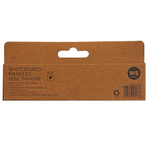 WS Whiteboard Marker Chisel Black 2 Pack