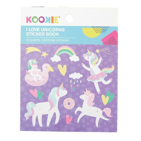 Kookie Mini Sticker Book 12 Sheets I Love unicorns