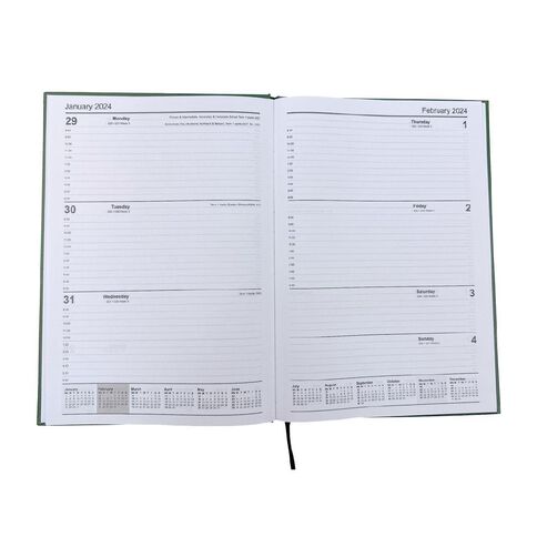 WS Week To Date Diary 2024 Sage Sage/Navy A4