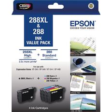 Epson 288XL Black+288 3 Std CMY DURABrite Ink
