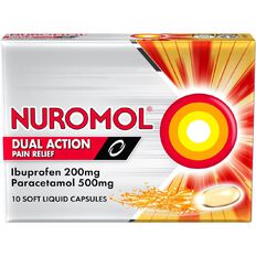 Nuromol Dual Action Liquid Pain Relief Capsules 10Ea
