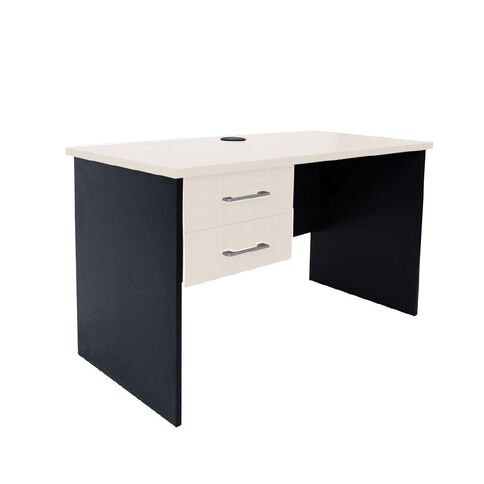 Zealand Sonic Desk 1200w x 600d x 725h White/Charcoal 2 Draw Pedestal