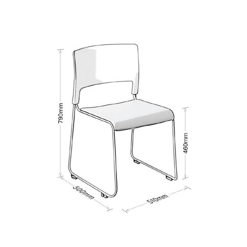 Slim Stacker Chair with Vinyl Seat Upholstery Black
