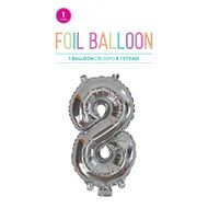 Hoorah Foil Balloon #8 Silver 35cm
