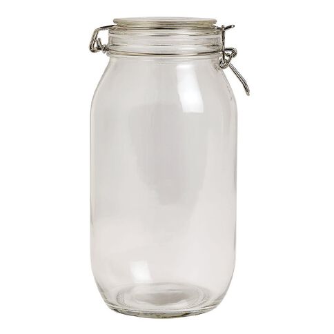 Living & Co Round Glass Clip Top Jar Clear 2.2L