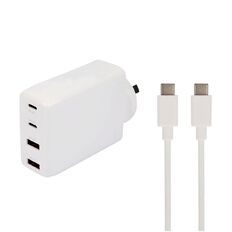 Tech.Inc 100W Dual Port USB-C + USB-A Plus USB-C to C Cable Wall Charger