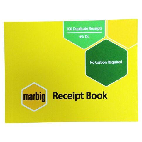 Marbig Receipt Book 45 Duplicate 100 Leaf Yellow Mid
