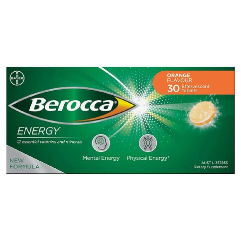 Berocca Energy Vitamin B & C Orange Flavour Effervescent Tablets 30 Pack