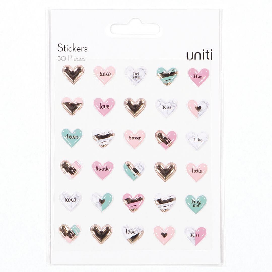 PriceGrabber - Uniti Puffy Heart Stickers 30 Pack, Warehousestationery
