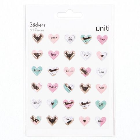 Uniti Puffy Heart Stickers 30 Pack