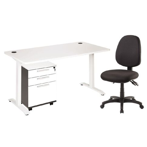 Jasper J Emerge 1500 Metal Leg Desk + Mobile White & Chair Bundle