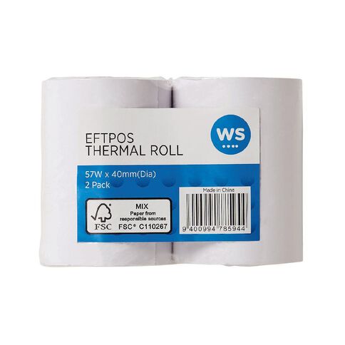 WS Eftpos Roll 57 x 40mm Twin Pack 65gsm