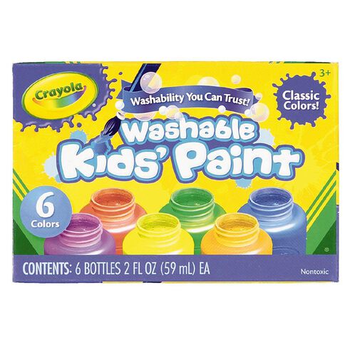 Crayola Kids' Paint, Washable, 3+ - 6 pack, 2 fl oz bottles