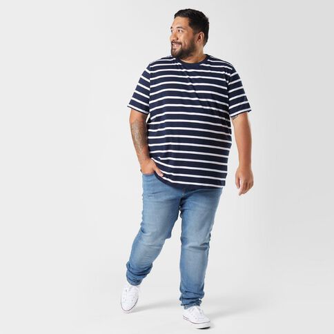 H&H Men's Crew Neck Short Sleeve Stripe Tee