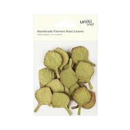 Uniti Handmade Flowers Rose Leaves Vintage Green 20 Piece