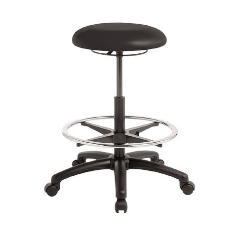 Button Tech Stool with Footring Black Vinyl