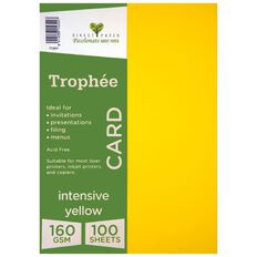 Trophee Card 160gsm 100 Pack Intensive Yellow A4