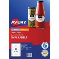Avery Gloss Oval 80 Labels 84.7mm x 50.8mm