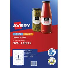 Avery Gloss Oval 80 Labels 84.7mm x 50.8mm