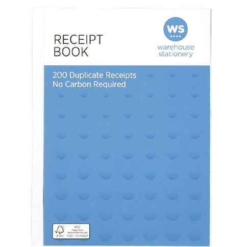 WS Duplicate Receipt Book A5 200 Receipts Green