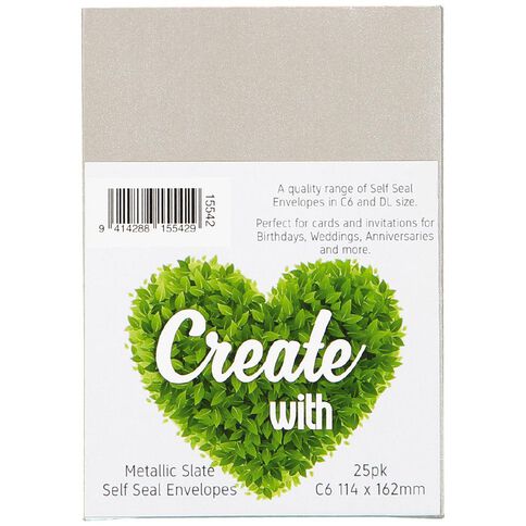 Create With C6 Envelopes 25 Pack Metallic Slate