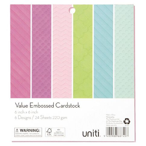 Uniti Value Cardstock Embossed 6in x 6in 24 Sheets