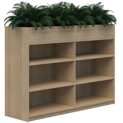 Mascot Planter Bookshelf Classic Oak 1200x1800