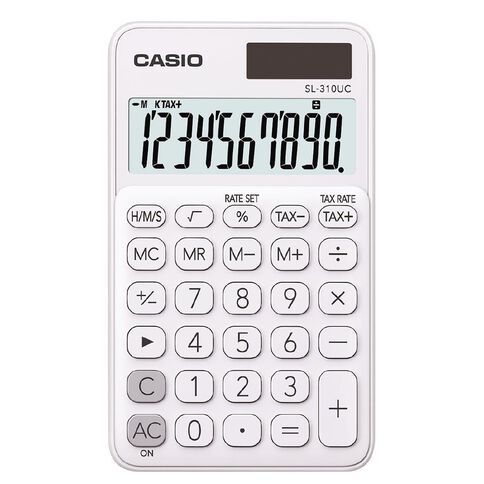 Casio SL310UCWE Hand Held 10 Digit Calculator White